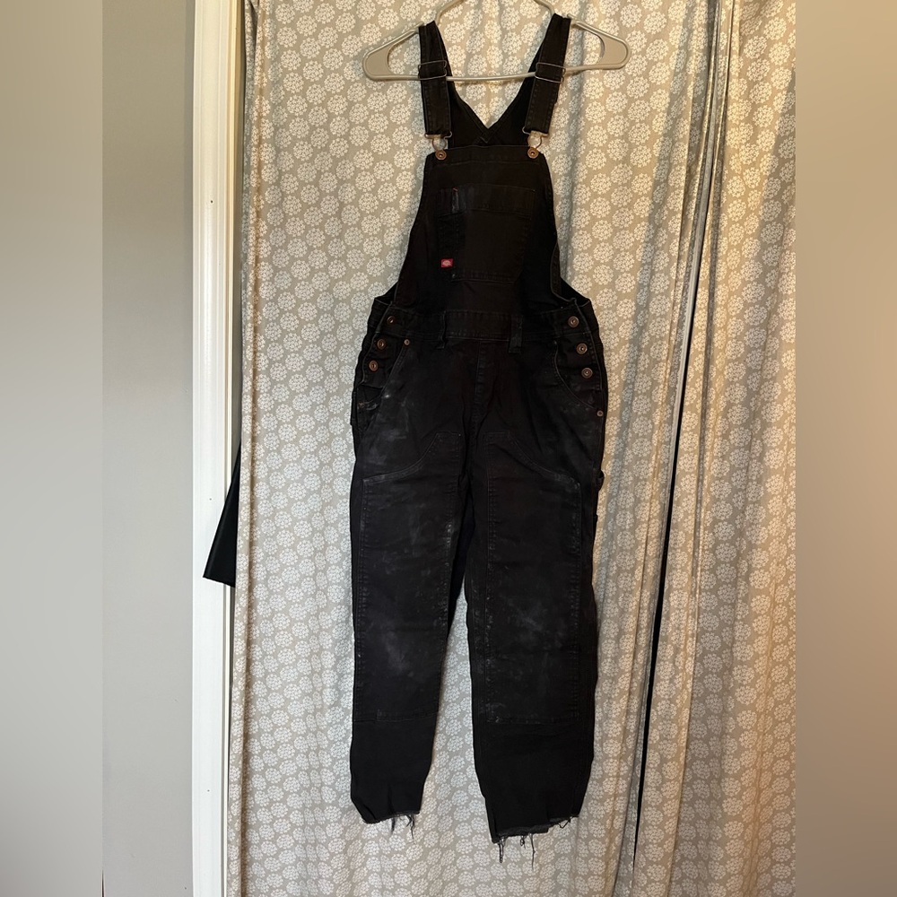 Dickies Women's Relaxed Fit Bib Overalls | Rinsed Black | Small